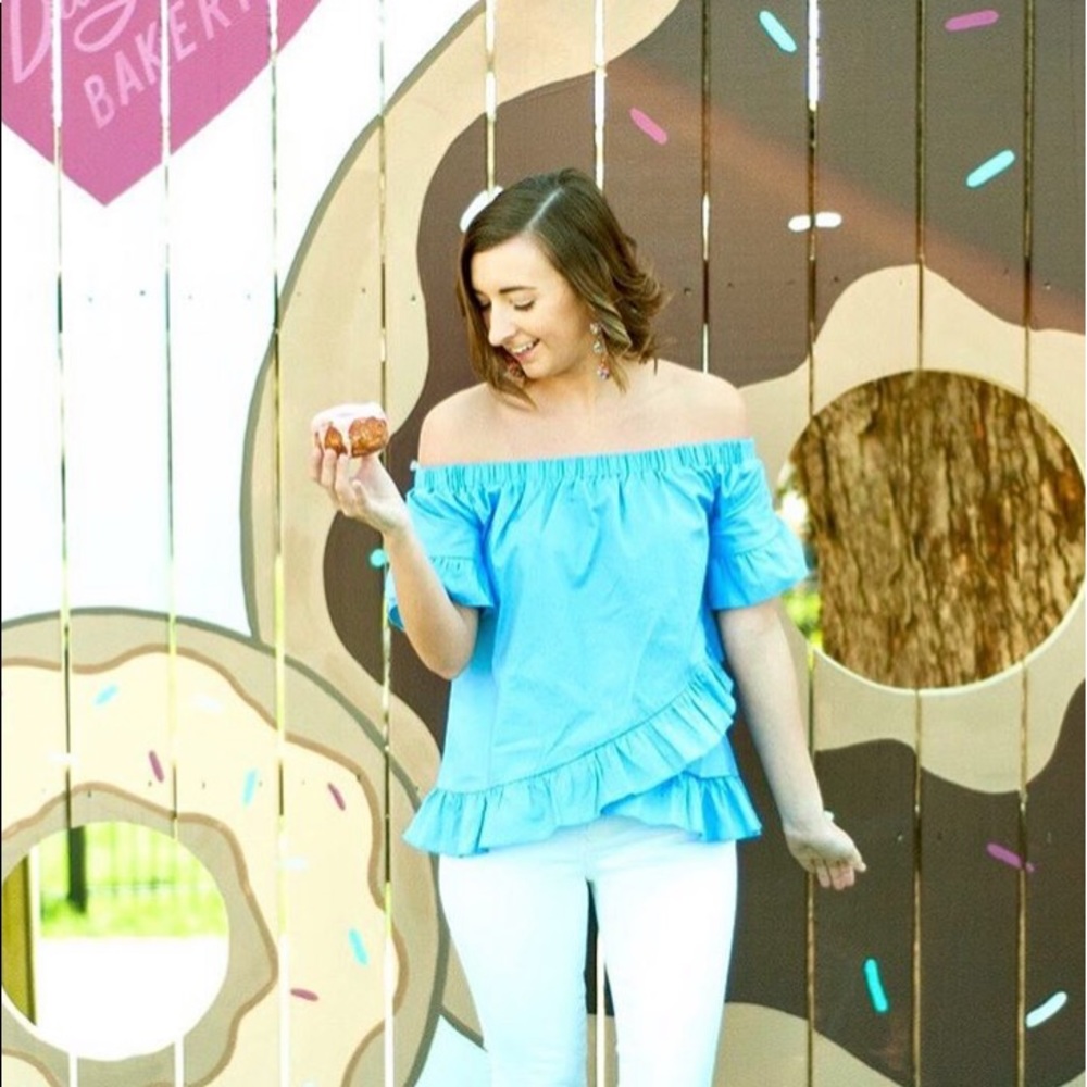 Blue Off The Shoulder Top